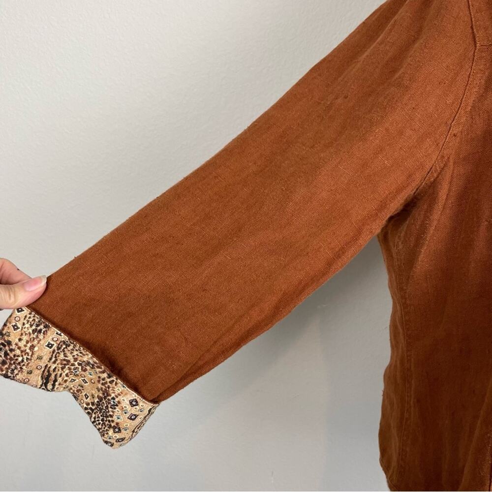 Chico's Brown Linen Button Jacket 3 - image 4
